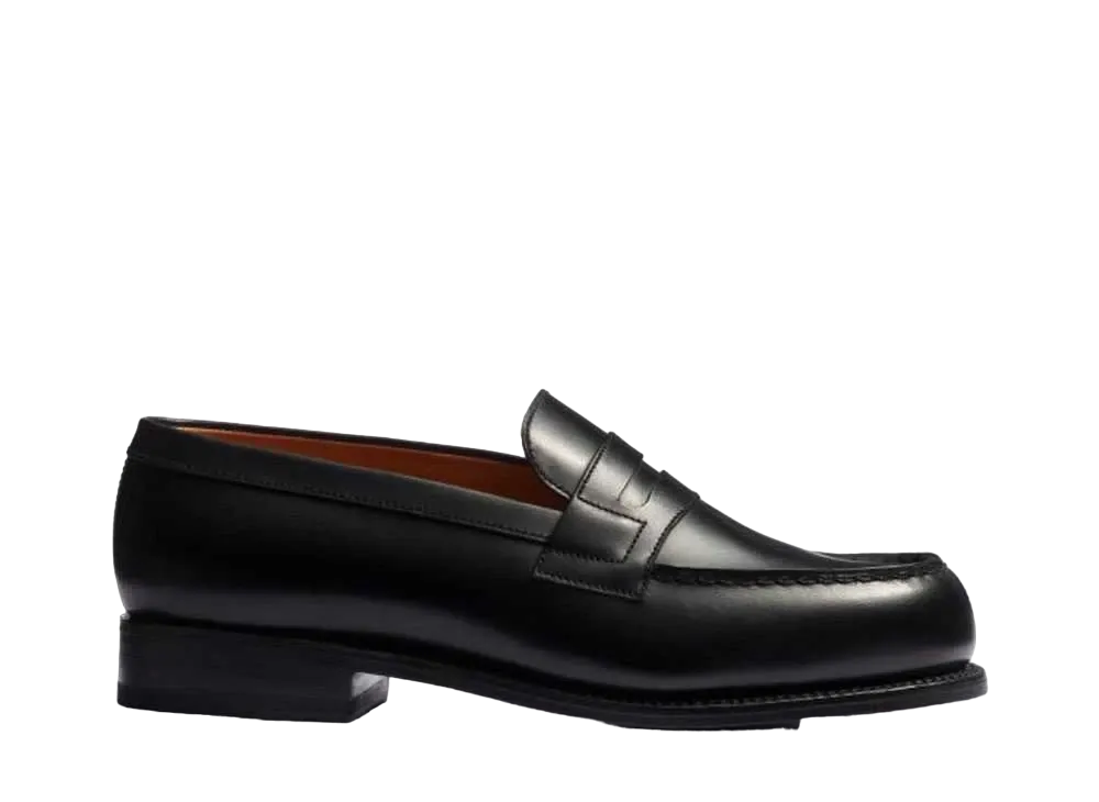 J.M.Weston Women's Signature Loafer #180 D Box Calf "Black" 128210118010/1F Single Leather Sole