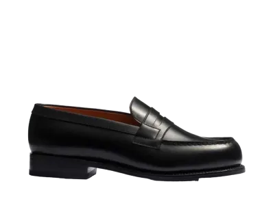 J.M.Weston Women's Signature Loafer #180 D Box Calf "Black" 128210118010/1F Single Leather Sole