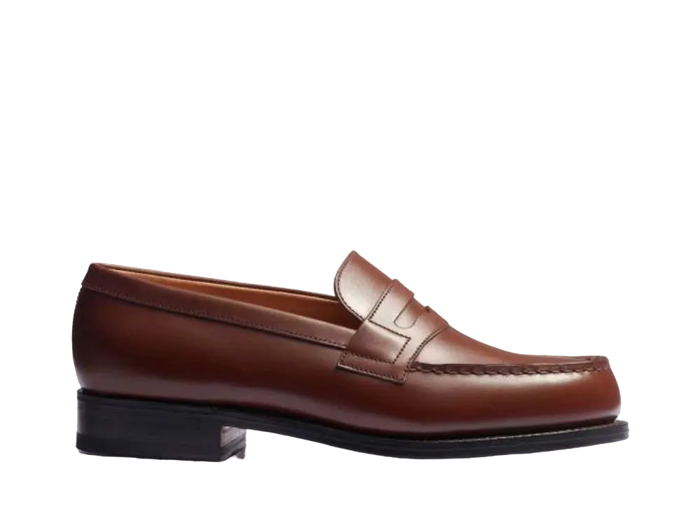 J.M.Weston Women's Signature Loafer #180 D Box Calf "Tan Brown" 128218218010/1F Single Leather Sole