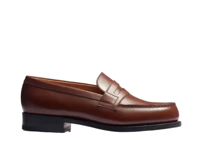 J.M.Weston Women's Signature Loafer #180 D Box Calf "Tan Brown" 128218218010/1F Single Leather Sole