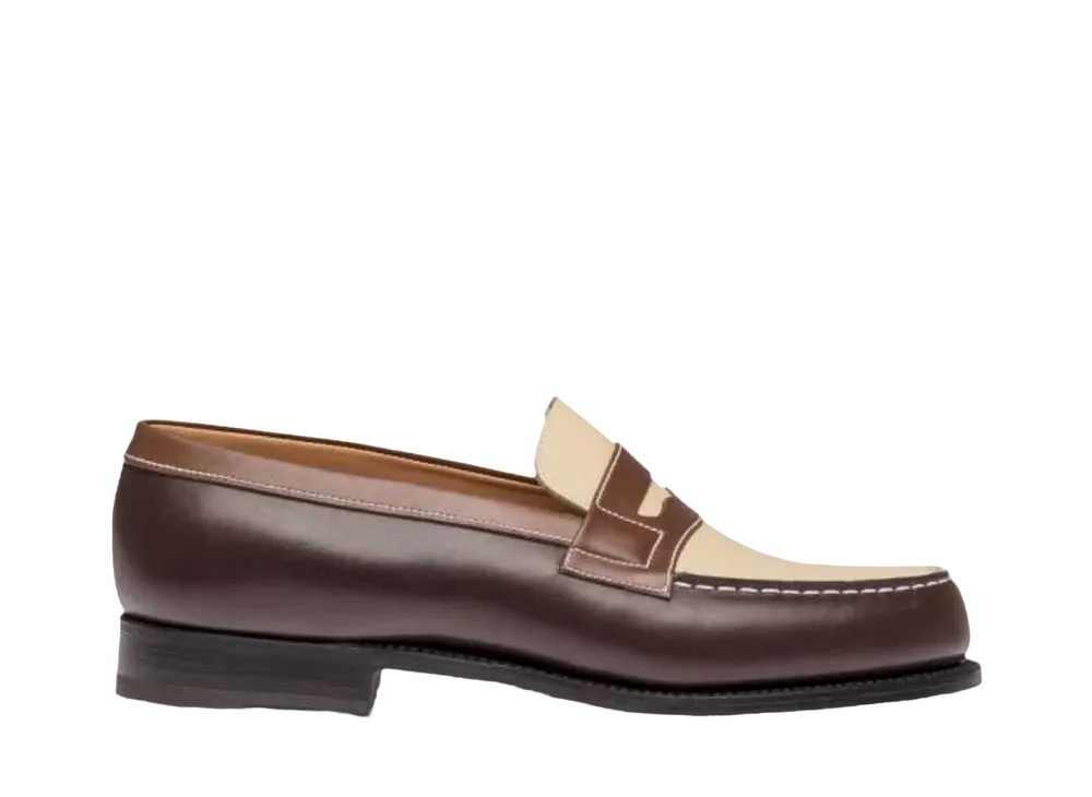 J.M.Weston Women's Signature Loafer #180 D Box Calf "Three Shade Brown" 128206218010/1F Single Leather Sole