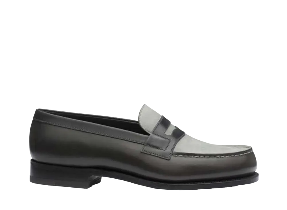 J.M.Weston Women's Signature Loafer #180 D Box Calf "Grey" 1282DUU18010/1F Single Leather Sole
