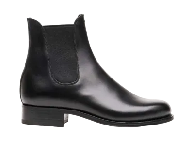 J.M.Weston Women's Side Gore Boots #705 D Box Calf "Black" 125210170510/1F Single Leather Sole