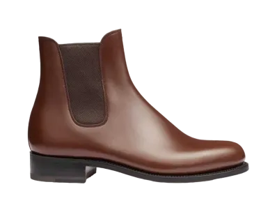 J.M.Weston Women's Side Gore Boots #705 D Box Calf "Tan Brown" 125218270510/1F Single Leather Sole