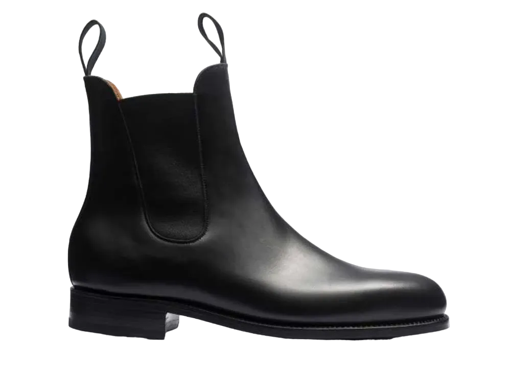 J.M.Weston Side Gore Boots #705 D Box Calf "Black" 113910170510/1F Single Leather Sole