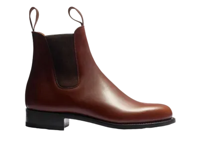 J.M.Weston Side Gore Boots #705 D Box Calf "Tan Brown" 113918270510/1F Single Leather Sole