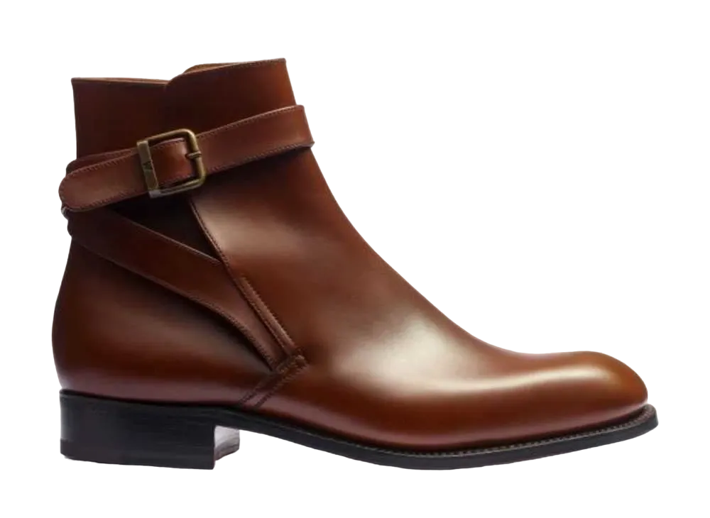 J.M.Weston Jodhpur Boots #722 D Box Calf "Tan Brown" 114418272210/1F Single Leather Sole