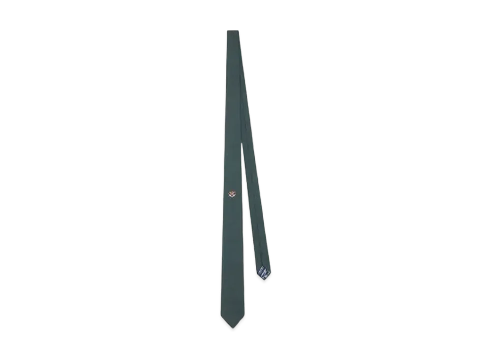 KENZO 'STAMP' Silk Tie "Dark Khaki"