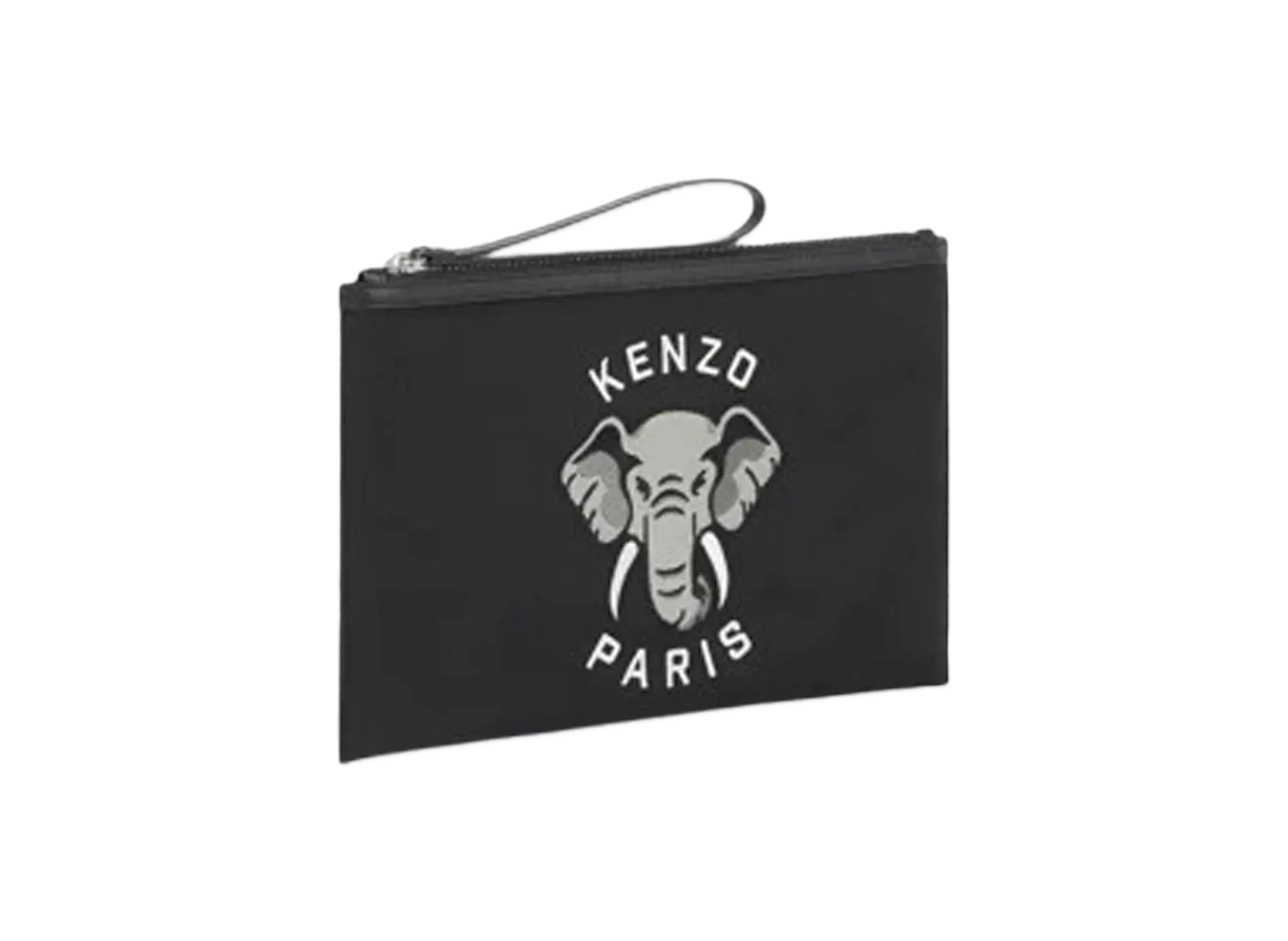 KENZO 'VARSITY' Large Purse In Embroidered Nylon "Black"