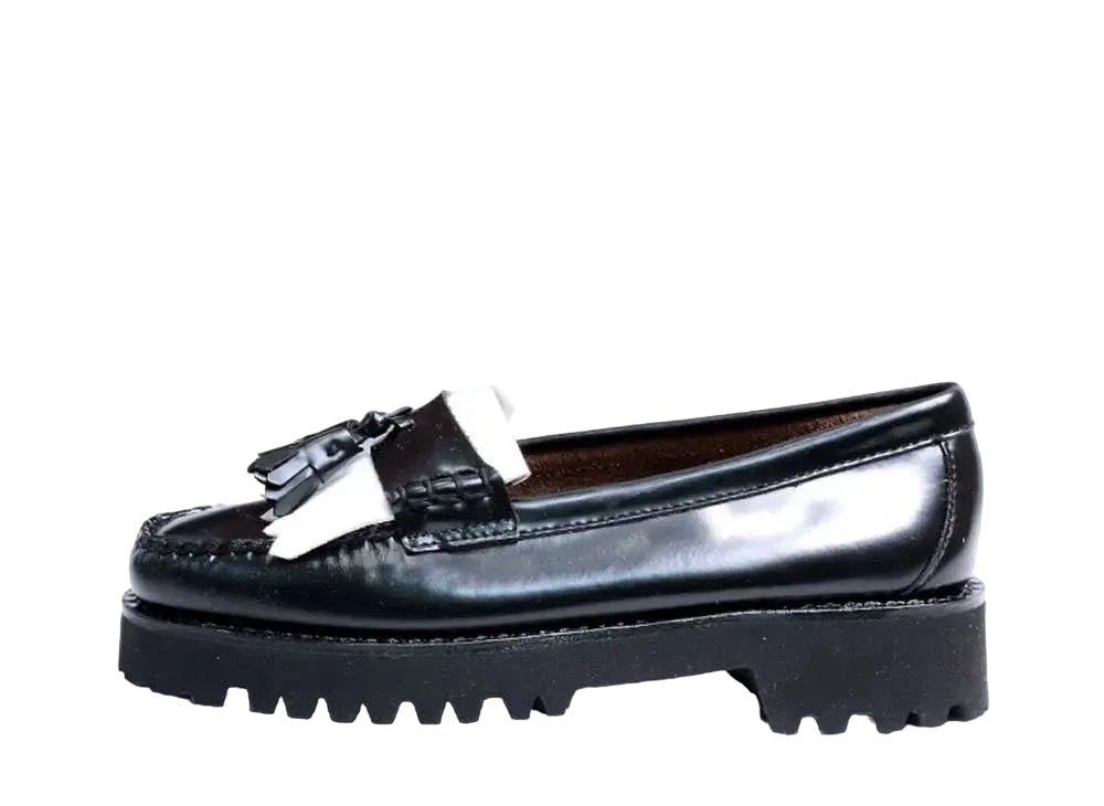 G.H.BASS Women's Loafer Esther High Shine Leather "Black/White" 41820