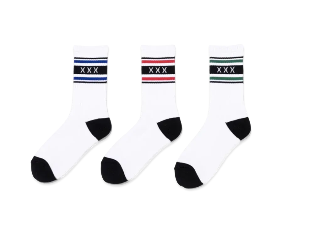 GOD SELECTION XXX Socks (3Piece 1Pack) GX-A24-SO-04 "Blue/Red/Green"