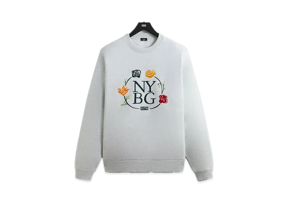 Kith for New York Botanical Garden Logo Nelson Crewneck "Light Heather Grey"
