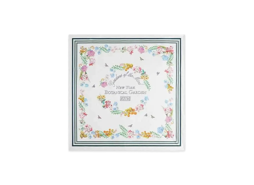 Kith x New York Botanical Garden Printed Silk Scarf "White"