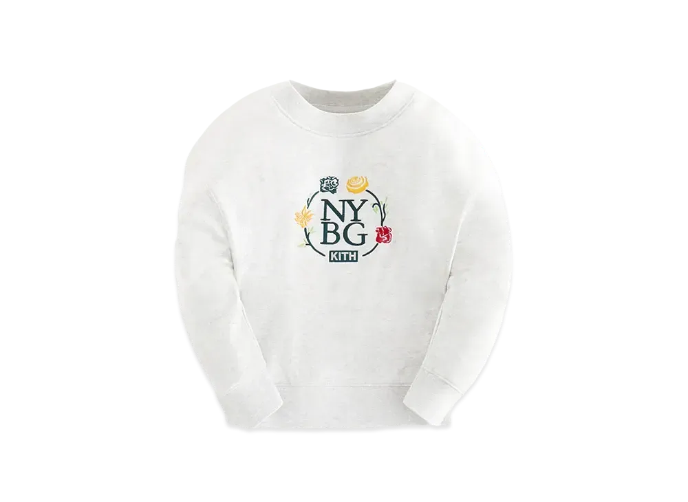 Kith Kids for New York Botanical Garden Logo Nelson Crewneck "Light Heather Grey"
