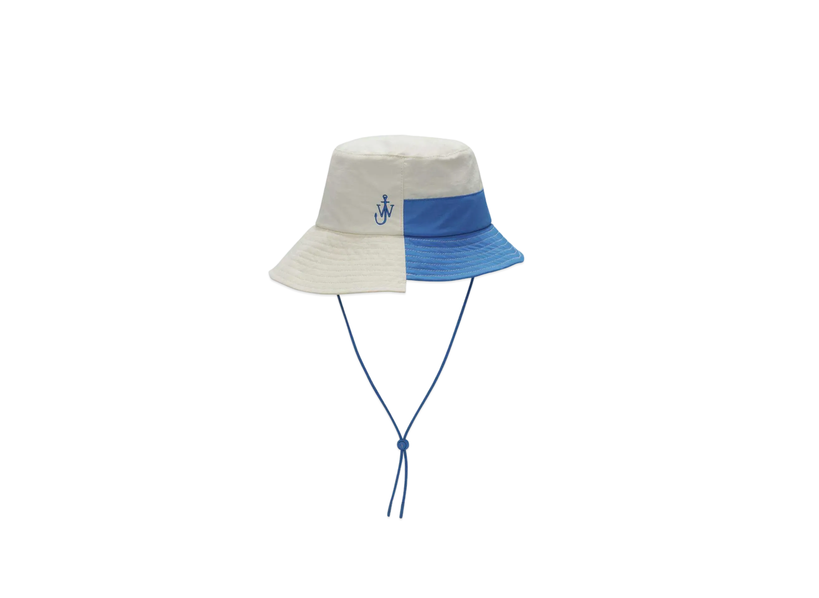 JW ANDERSON Asymmetric Color-Block Bucket Hat "White/Blue"