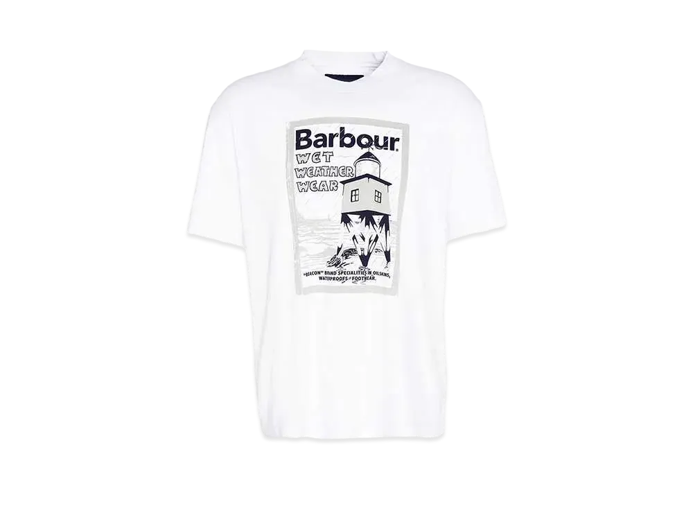 Barbour Archive Graphic Relaxed Fit T-Shirt Wet Weather Wear "White"