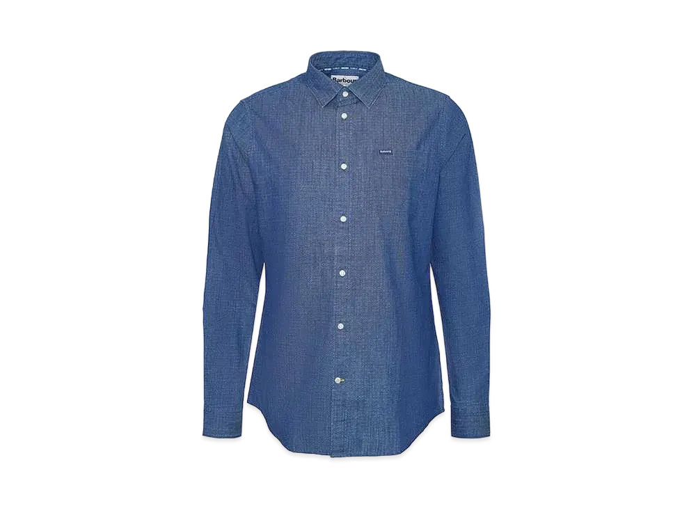 Barbour Bowley Fine Pattern Print Regular Collar Shirt Tailored Fit "Light Blue"