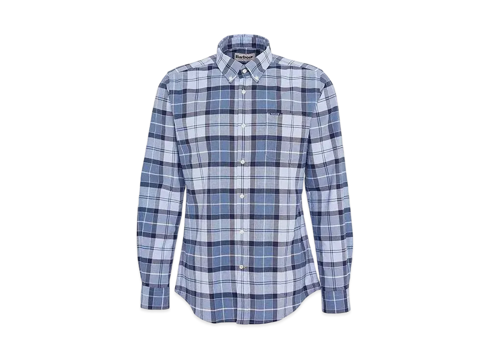 Barbour Lewis Tartan Check Button Down Shirt Tailored Fit "Light Blue"