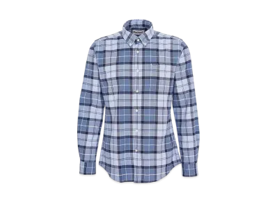 Barbour Lewis Tartan Check Button Down Shirt Tailored Fit "Light Blue"