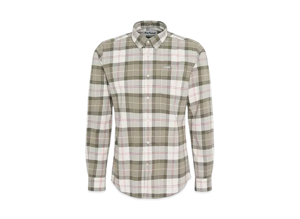 Barbour Lewis Tartan Check Button Down Shirt Tailored Fit "Olive"