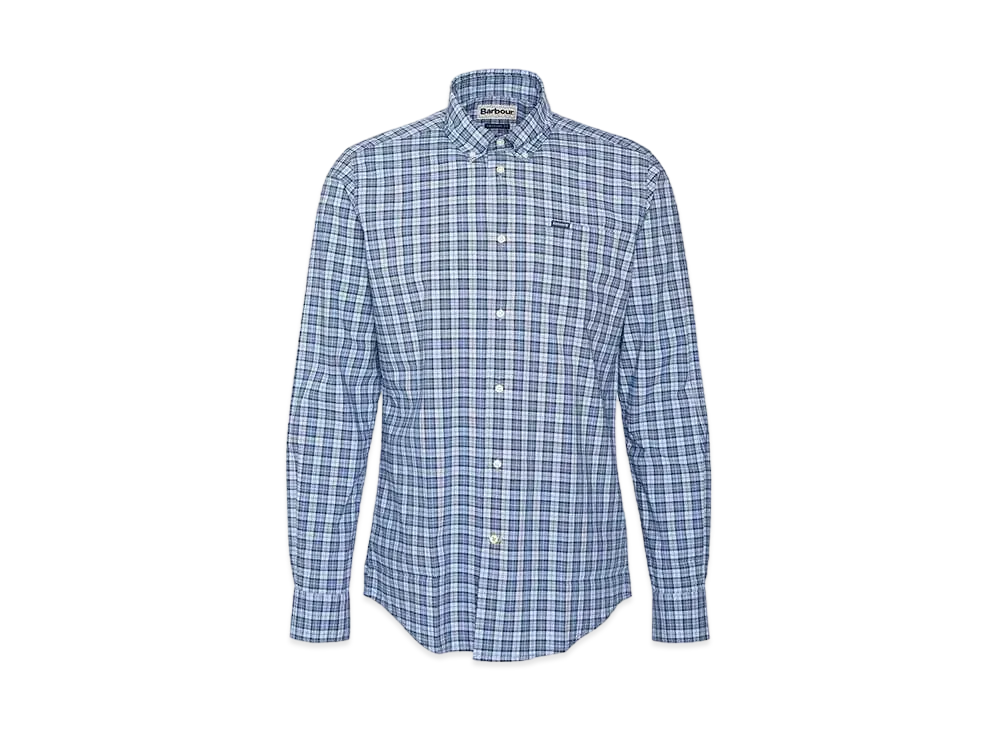 Barbour Lomond Check Button Down Shirt Tailored Fit "Light Blue"