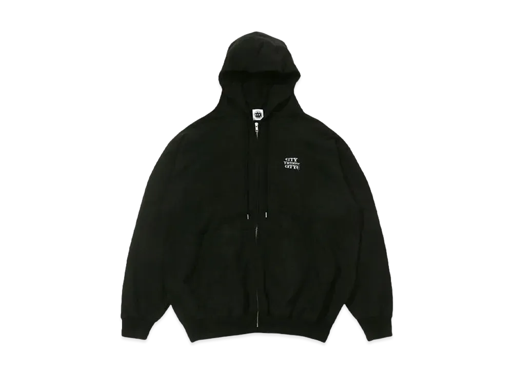 CITY COUNTRY CITY EMBROIDERED LOGO ZIP UP COTTON HOODIE SOUND CITY COUNTRY CITY "BLACK"