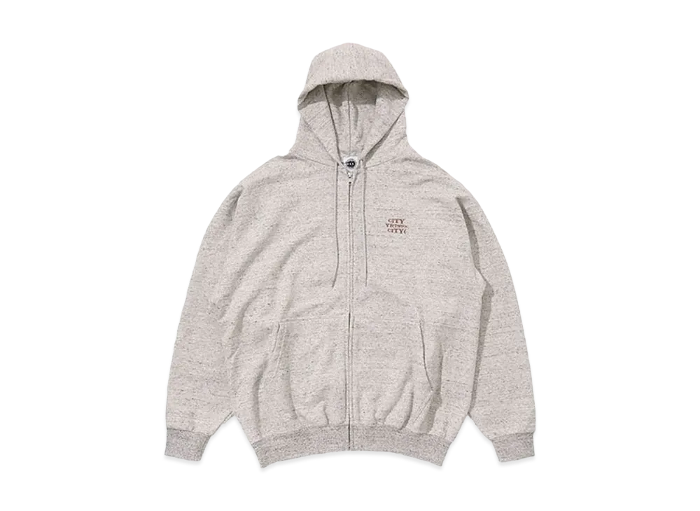 CITY COUNTRY CITY EMBROIDERED LOGO ZIP UP COTTON HOODIE SOUND CITY COUNTRY CITY "AH GRAY"