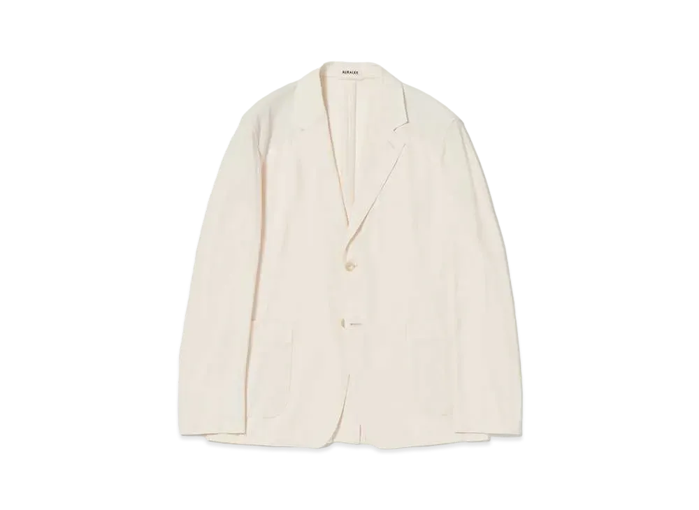 AURALEE Hard Twist Cotton Silk Viyella Jacket "Ivory"