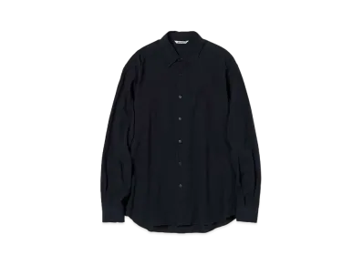 AURALEE Hard Twist Cotton Silk Viyella Shirt "Dark Navy"