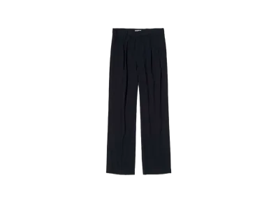 AURALEE Hard Twist Cotton Silk Viyella Slacks "Dark Navy"