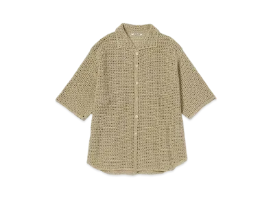 AURALEE Hand Crochet Knit Half Sleeved Shirt "Khaki Beige"