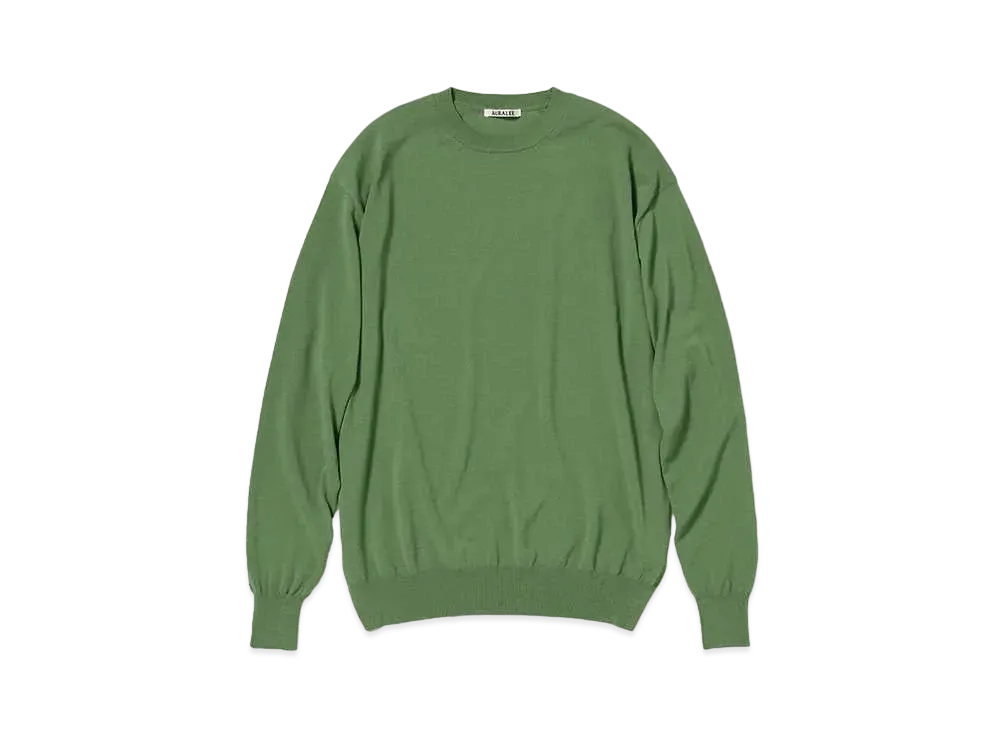 AURALEE Super Hard Twist Wool Knit P/O "Sage Green"
