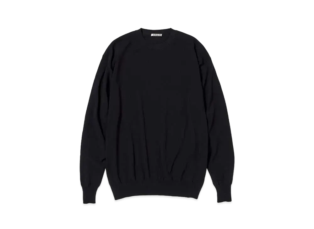 AURALEE Super Hard Twist Wool Knit P/O "Dark Navy"