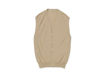 AURALEE Super Hard Twist Wool Knit V-Neck Vest "Light Beige"