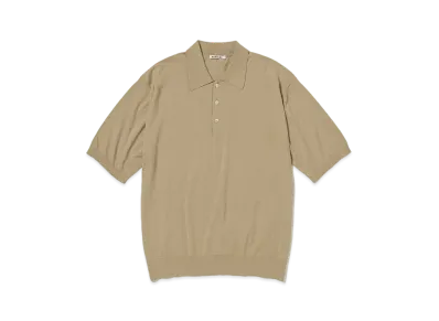 AURALEE Super High Gauge Cotton Knit Polo "Beige"