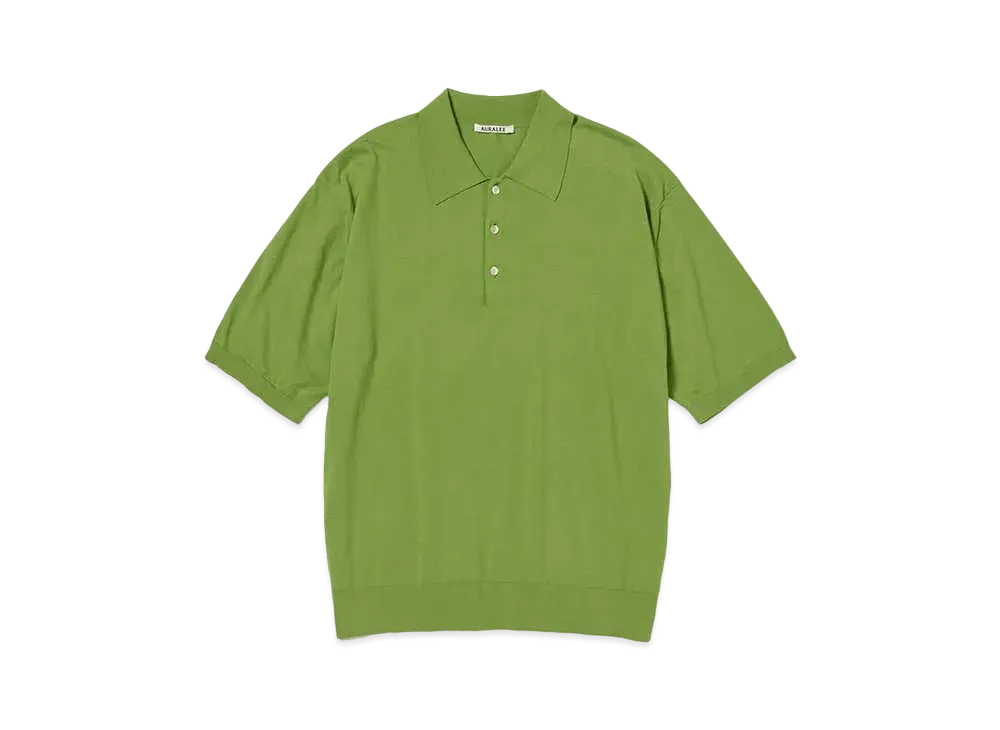 AURALEE Super High Gauge Cotton Knit Polo "Sage Green"