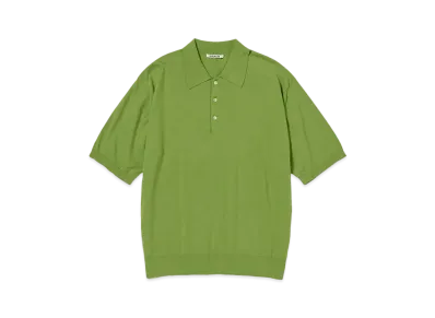 AURALEE Super High Gauge Cotton Knit Polo "Sage Green"