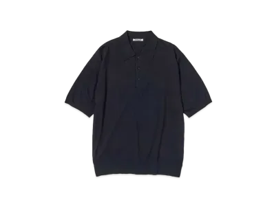 AURALEE Super High Gauge Cotton Knit Polo "Dark Navy"