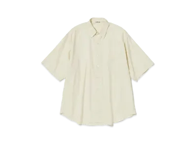 AURALEE Washed Finx Twill Big Half Sleeved Shirt "Light Yellow"