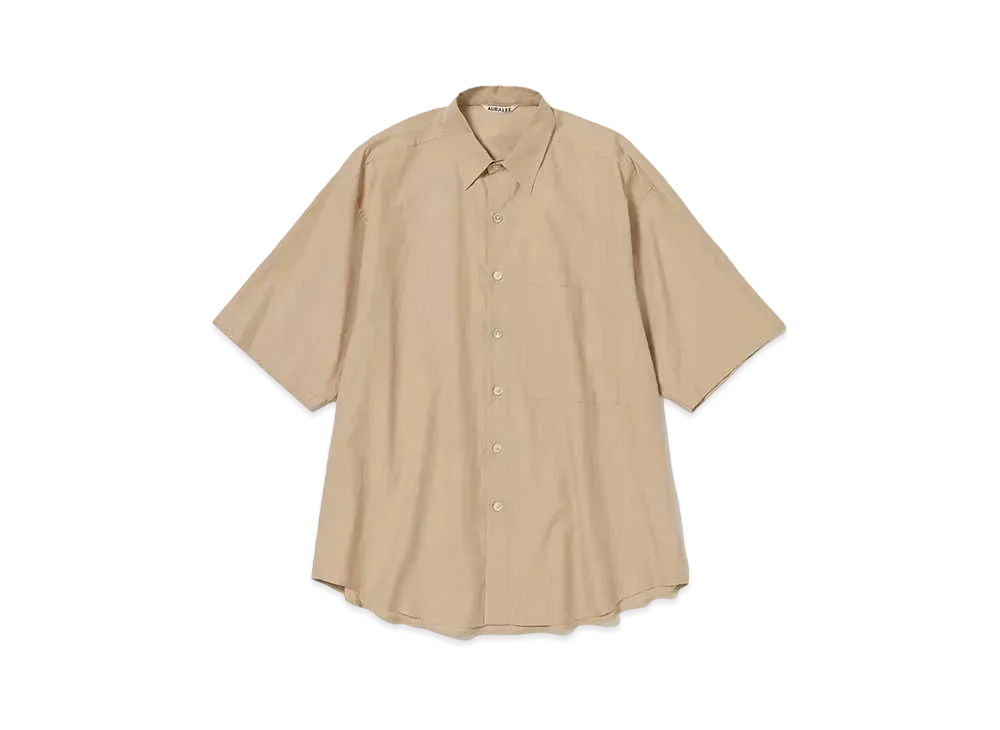 AURALEE Washed Finx Twill Big Half Sleeved Shirt "Light Brown"