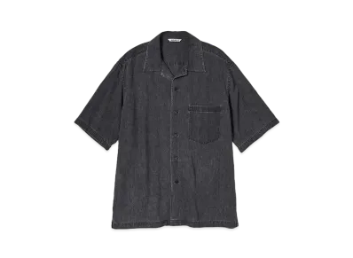 AURALEE Selvedge Super Light Denim Half Sleeved Shirt "Washed Black"