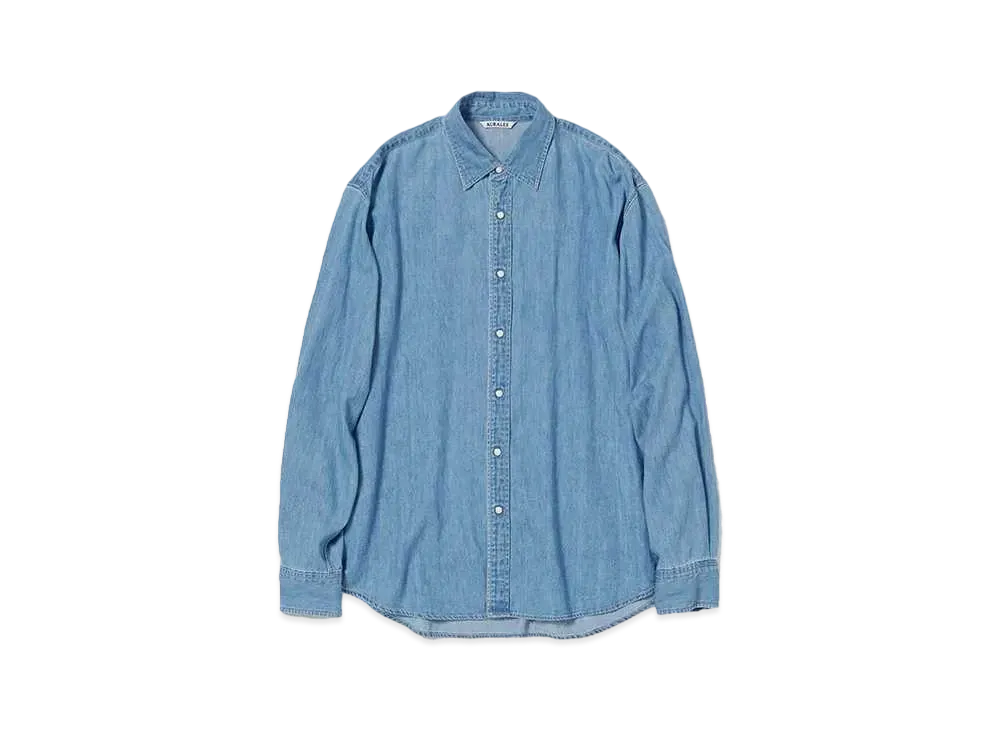 AURALEE Selvedge Super Light Denim Shirt "Washed Indigo"
