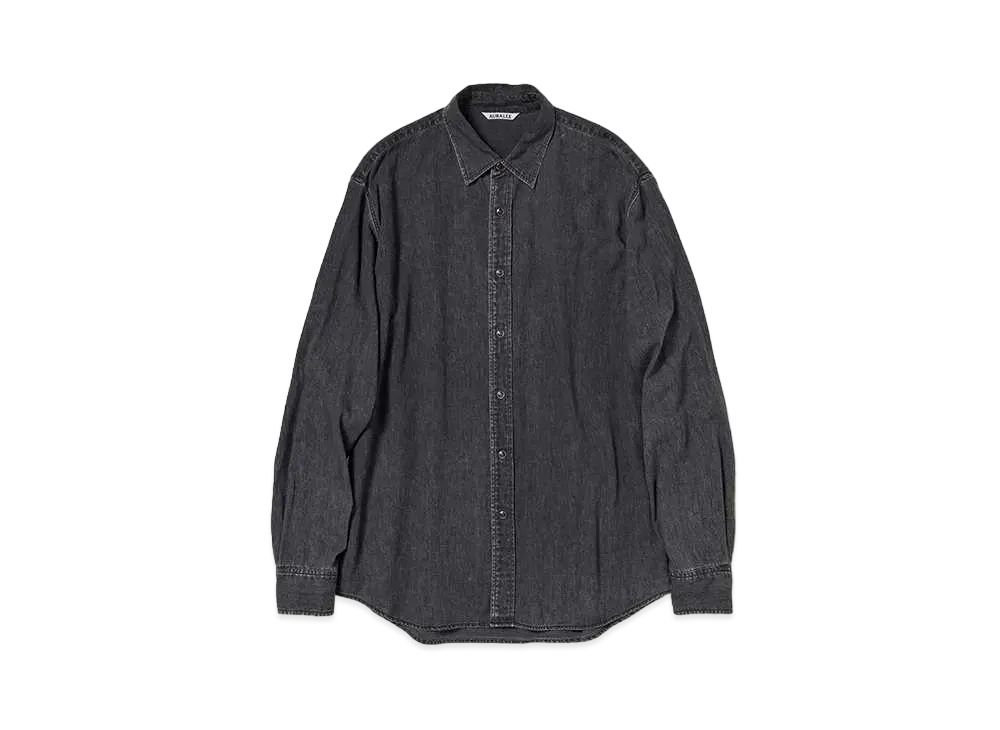 AURALEE Selvedge Super Light Denim Shirt "Washed Black"