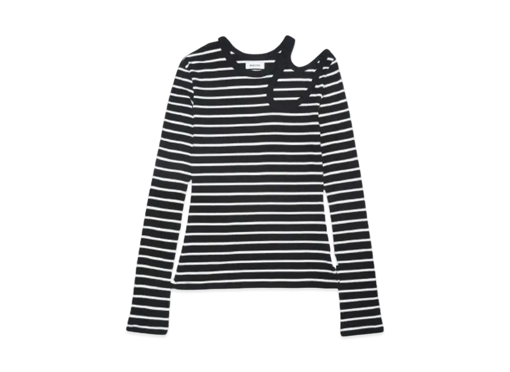 BASICKS Cut-out Stripe T-shirt "BLACK"