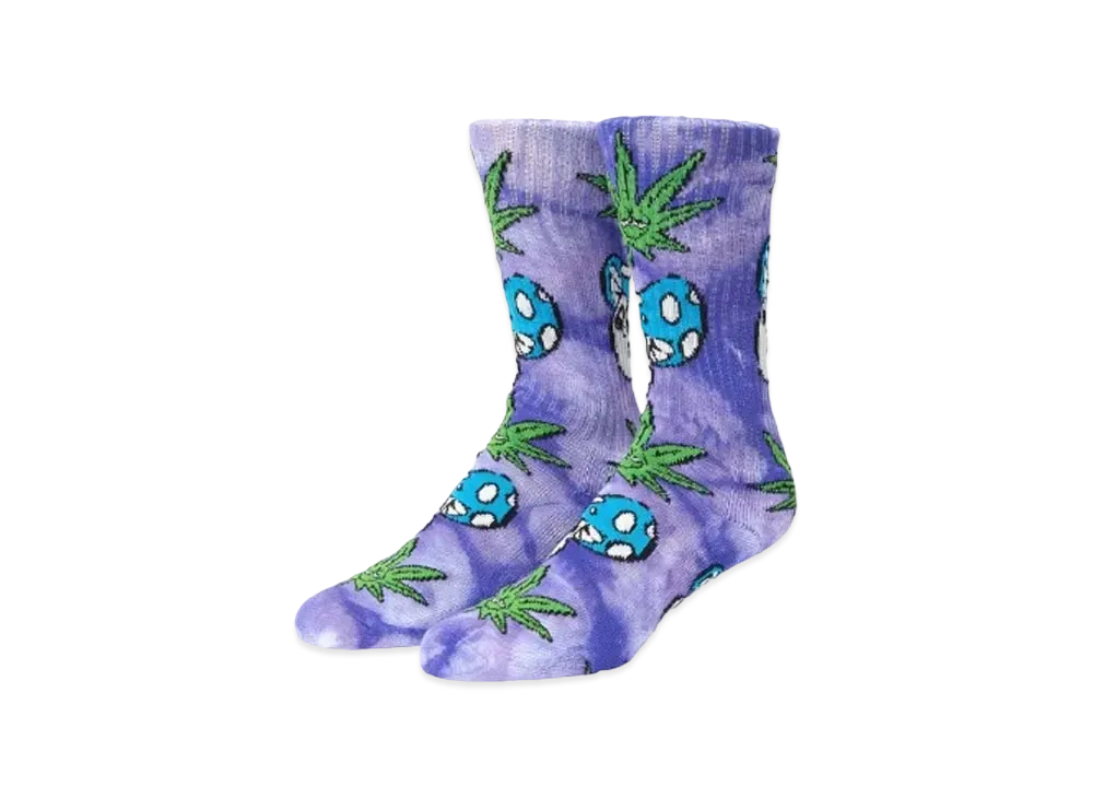 HUF Green Buddy Mushroom TD Socks "Purple"