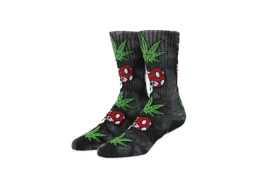 HUF Green Buddy Mushroom TD Socks "Black"