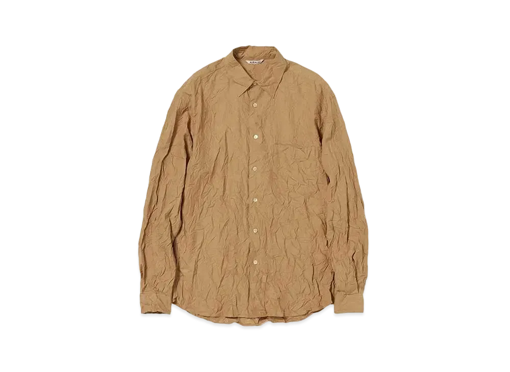AURALEE Wrinkled Washed Finx Twill Shirt "Brown"