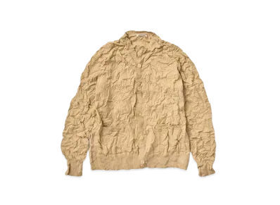 AURALEE Wrinkled Dry Cotton Knit Cardigan "Beige"