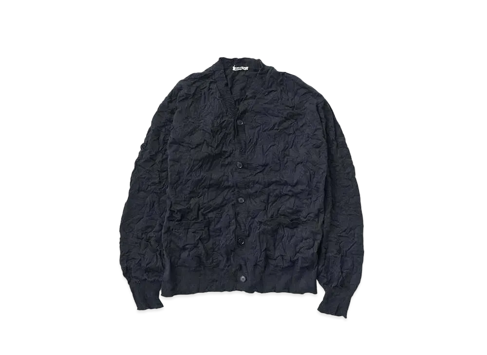 AURALEE Wrinkled Dry Cotton Knit Cardigan "Dark Navy"