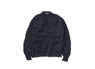 AURALEE Wrinkled Dry Cotton Knit Cardigan "Dark Navy"